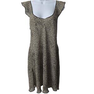 Private Luxuries Natori Slip Dress L Nightie Sheer Night Gown PJs Leopard Print